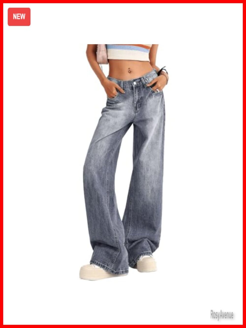 Low Rise Baggy Jeans Women Cotton Polyester Wide Leg Boyfriend Denim Pants